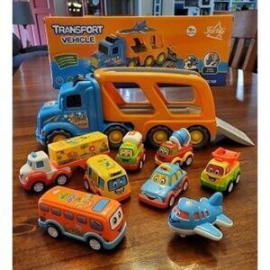 New 9 Pcs Cars Toys for 2 3 4 5 Years Old Toddlers, Big Carrier Truck
